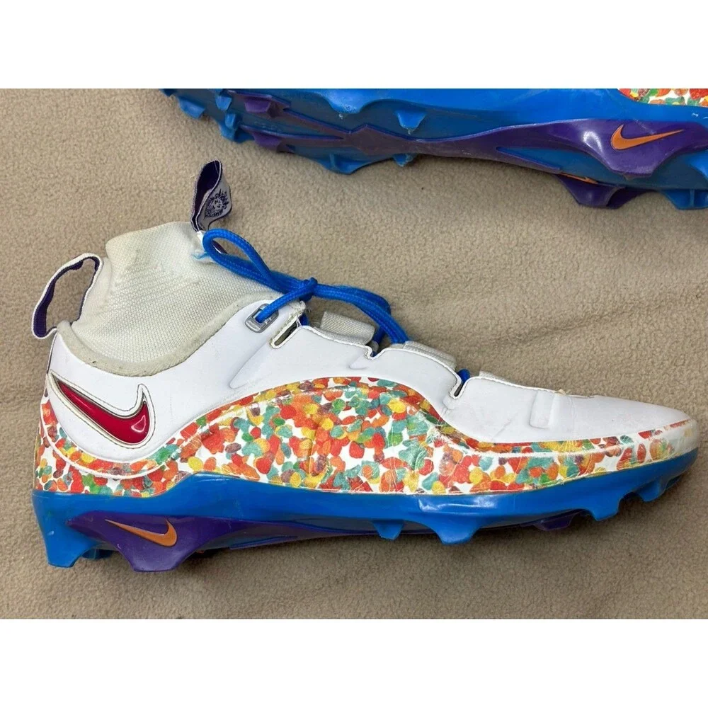 Nike LeBron 4 Menace 3 Fruity Pebbles Football Cleats US Mens Size 10 Multicolor
